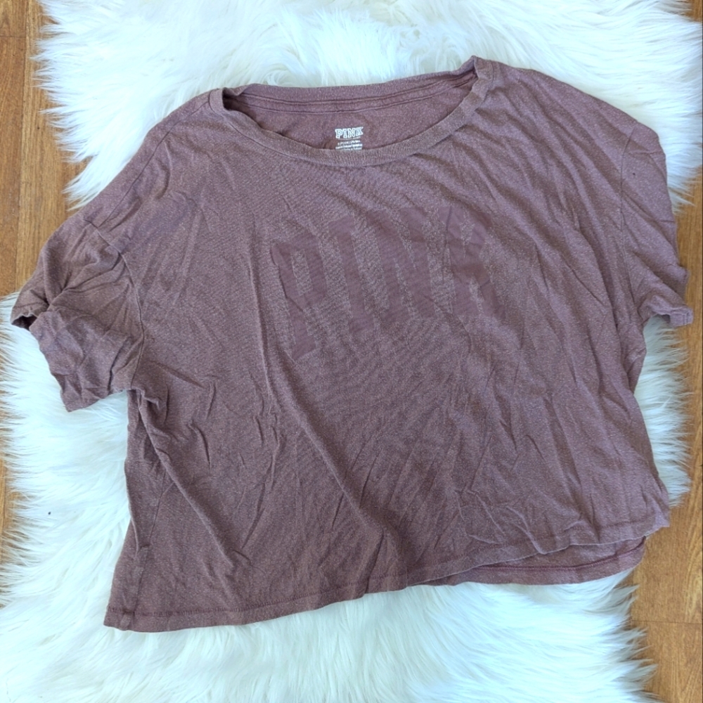 PINK Victoria's Secret Inside Out Mauve Crop T-shirt